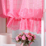 Max Freshness Style Short Window Curtains Home Cafe Cabinet Sheer Blind Rosy Red