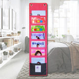 Max Oxford Cloth Door Wall Hanging Storage Bag Home Organizer 7 Pockets Pink