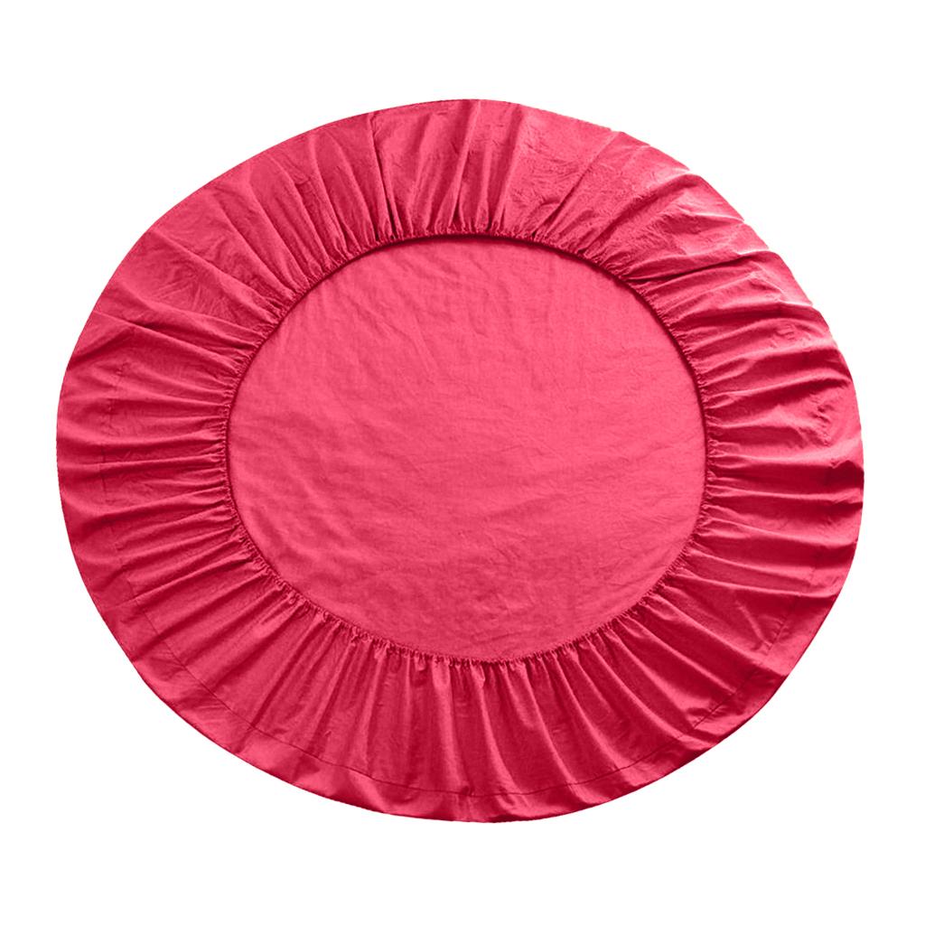 Max Solid Color Pure Cotton Round Bed Spread Fitted Sheet Covers Rose Pink
