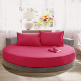 Max Solid Color Pure Cotton Round Bed Spread Fitted Sheet Covers Rose Pink