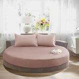 Max Solid Color Pure Cotton Round Bed Spread Fitted Sheet Covers Shallow Coffee