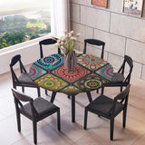 Max Elastic Edged Waterproof Backed Fitted Table Cover Tableclothes Style D 1.5m