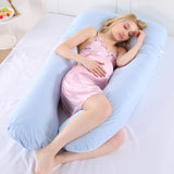 Max U Shaped Maternity Pregnancy Support Pillow Body Bolster Pillowcase - Blue