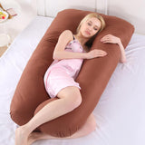 Max U Shaped Maternity Pregnancy Support Pillow Body Bolster Pillowcase - Coffee
