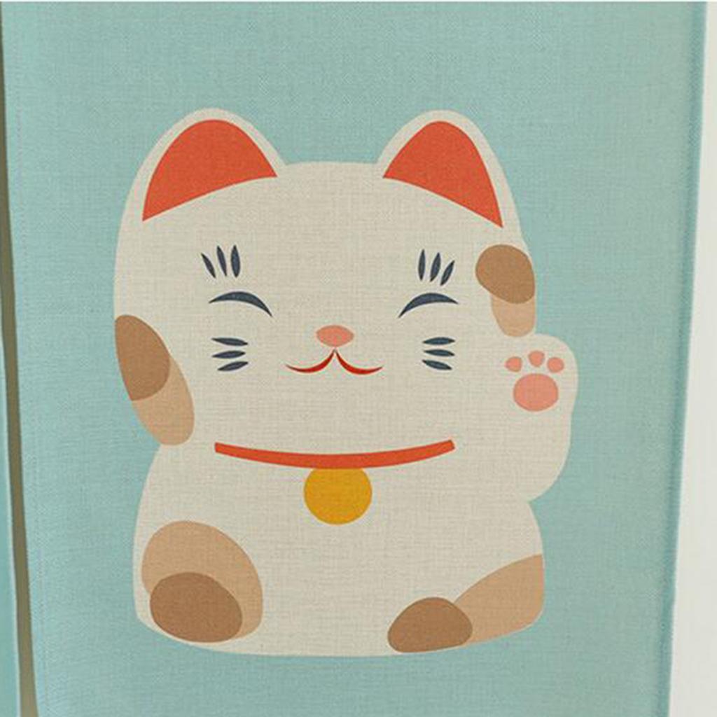 Max Japanese Noren Doorway Curtain Room Divider 85x150cm Sakura Fortune Cat