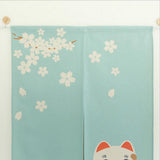 Max Japanese Noren Doorway Curtain Room Divider 85x150cm Sakura Fortune Cat