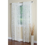 Max 2 Piece Polyester Lace Window Curtain Sheer 60x84 Inch  2Pcs Elegant Beige