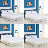 Max Vintage Crochet Lace Ruffle Elastic Band Bed Skirt  White 1_200x200cm
