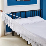 Max Vintage Crochet Lace Ruffle Elastic Band Bed Skirt  White 1_200x200cm