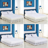Max Vintage Crochet Lace Ruffle Elastic Band Bed Skirt  White 1_200x200cm