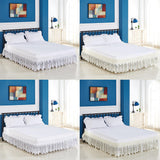 Max Vintage Crochet Lace Ruffle Elastic Band Bed Skirt  White 1_200x200cm