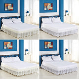 Max Vintage Crochet Lace Ruffle Elastic Band Bed Skirt  White 1_200x200cm
