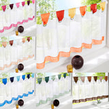 Maxbell Colorful Sheer Tab Top Kitchen Cafe Half Curtains Orange-60x150cm