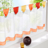 Maxbell Colorful Sheer Tab Top Kitchen Cafe Half Curtains Orange-60x150cm