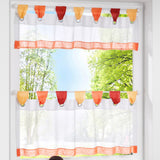 Maxbell Colorful Sheer Tab Top Kitchen Cafe Half Curtains Orange-60x150cm