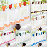 Maxbell Colorful Sheer Tab Top Kitchen Cafe Half Curtains Orange-60x150cm