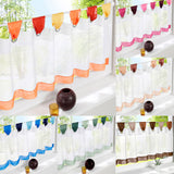 Maxbell Colorful Sheer Tab Top Kitchen Cafe Half Curtains Orange-60x150cm