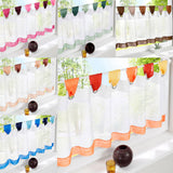 Maxbell Colorful Sheer Tab Top Kitchen Cafe Half Curtains Orange-60x150cm