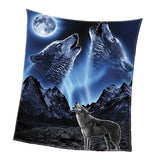 Digital Printing Flannel Blanket Soft Bed Sofa Throw Wolf 130x150cm