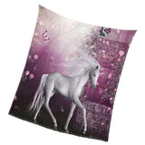 Max Digital Printing Flannel Blanket Soft Bed Sofa Throw Unicorn 130x150cm