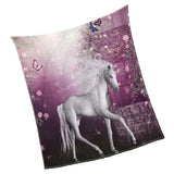 Max Digital Printing Flannel Blanket Soft Bed Sofa Throw Unicorn 130x150cm