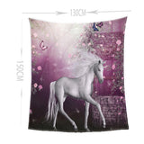 Max Digital Printing Flannel Blanket Soft Bed Sofa Throw Unicorn 130x150cm