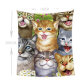 Max Digital Printing Flannel Blanket Soft Bed Sofa Throw Cats 150x200cm