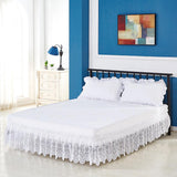 Max Vintage Crochet Lace Ruffle Elastic Band Bed Skirt  White 2_100x200cm