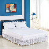 Max Vintage Crochet Lace Ruffle Elastic Band Bed Skirt  White 2_100x200cm