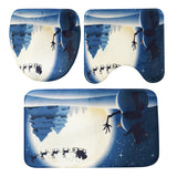 Max 3 Pieces Flannel Non Slip Bath Mat Toilet Lid Cover Christmas Decor Blue