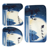 Max 3 Pieces Flannel Non Slip Bath Mat Toilet Lid Cover Christmas Decor Blue