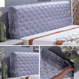 Luxury Silk Bed Headboard Slip Cover Protector Bed Decoration Gray