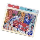 Max 24 Pieces Wooden Jigsaw Puzzle Baby Kids Puzzle Toy Fire Fighting