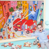 Max 24 Pieces Wooden Jigsaw Puzzle Baby Kids Puzzle Toy Fire Fighting