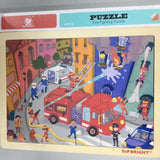 Max 24 Pieces Wooden Jigsaw Puzzle Baby Kids Puzzle Toy Fire Fighting