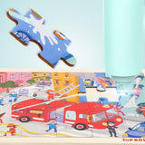 Max 24 Pieces Wooden Jigsaw Puzzle Baby Kids Puzzle Toy Fire Fighting