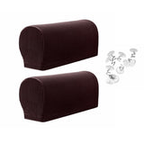 Maxbell Set of 2 Nonslip Stretch Furniture Sofa Armrest Cover Protector Chocolate