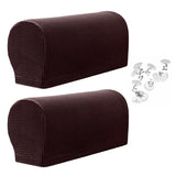 Maxbell Set of 2 Nonslip Stretch Furniture Sofa Armrest Cover Protector Chocolate