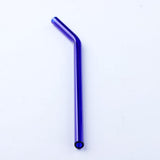 Max 1pcs Creative Curved Glass Drinking Straw Bent With Brush Dark Blue