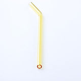 Max 1pcs Creative Curved Glass Drinking Straw Bent With Brush Yellow