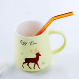 Max 1pcs Creative Curved Glass Drinking Straw Bent With Brush Brownish Gold