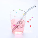 Max 1pcs Creative Curved Glass Drinking Straw Bent With Brush Grey