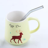 Max 1pcs Creative Curved Glass Drinking Straw Bent With Brush Grey
