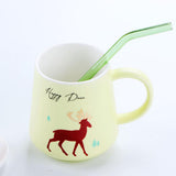 Max 1pcs Creative Curved Glass Drinking Straw Bent With Brush Lime Green