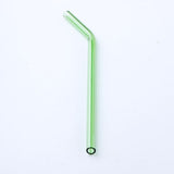 Max 1pcs Creative Curved Glass Drinking Straw Bent With Brush Lime Green