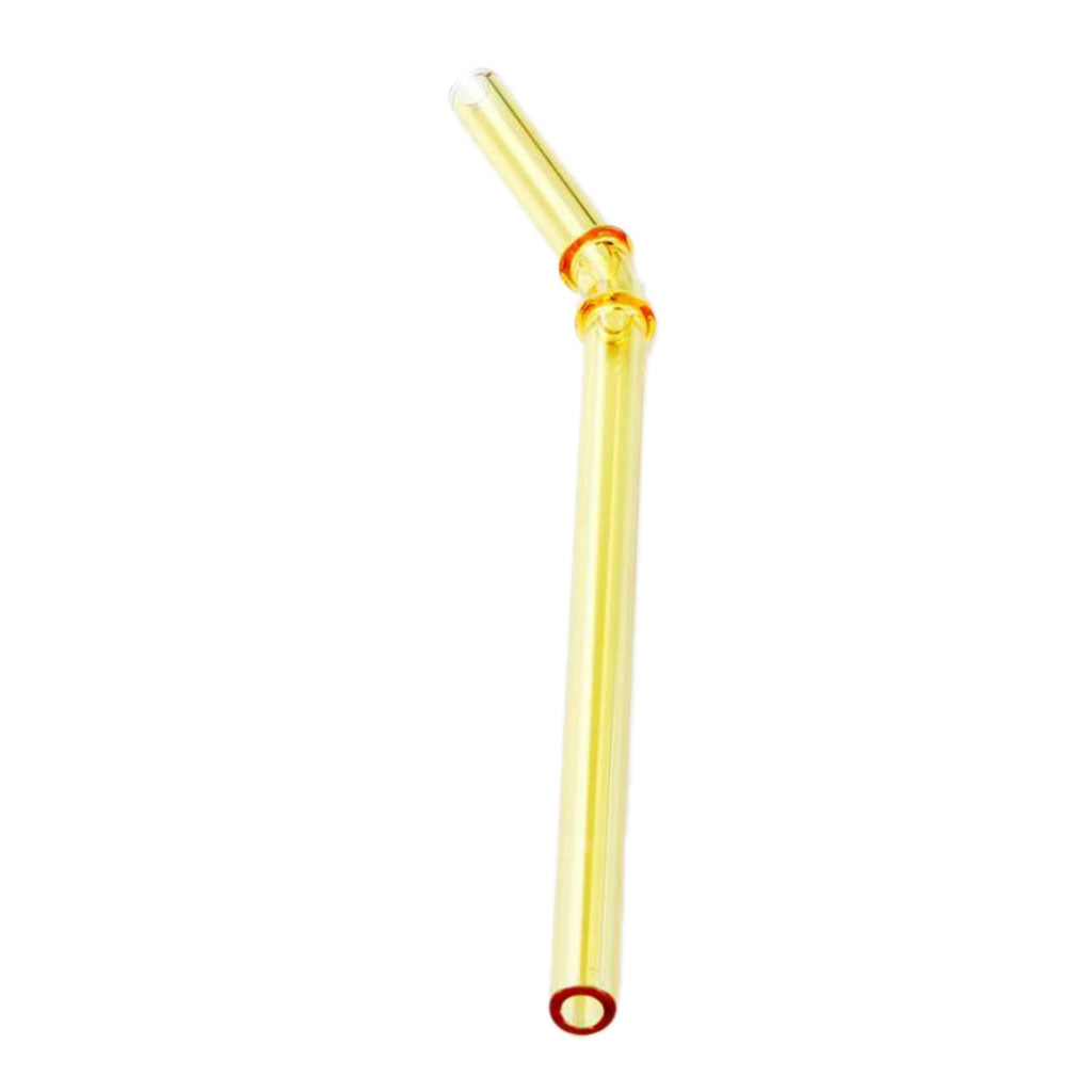 Max 1 Piece Reusable Bamboo Joint Bent Glass Drinking Straw Non-Toxic Yellow