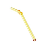 Max 1 Piece Reusable Bamboo Joint Bent Glass Drinking Straw Non-Toxic Yellow