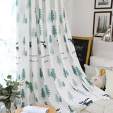 Max 1Pcs Nordic Style Christmas Tree Elk Curtain Blackout  Cloth Perforated