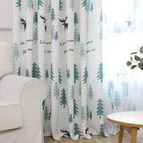 Max 1Pcs Nordic Style Christmas Tree Elk Curtain Blackout  Cloth Perforated