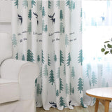 Max 1Pcs Nordic Style Christmas Tree Elk Curtain Blackout  Cloth Perforated